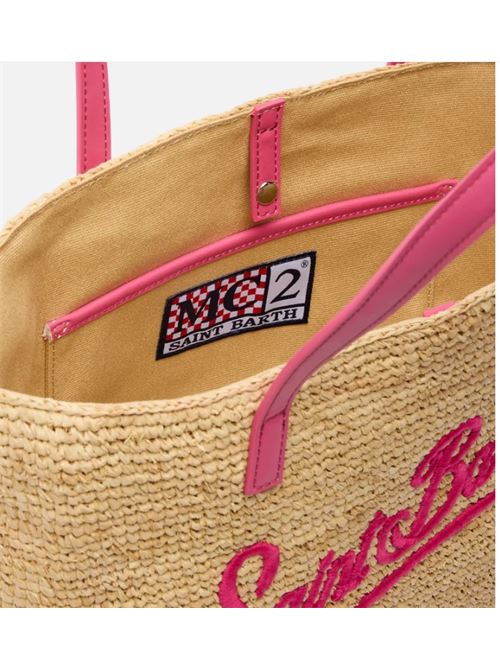 Rafia City Mid Bag beige con logo Saint Barth ricamato MC2 SAINT BARTH | RAFC002 - TEX0001-01329H.01329H